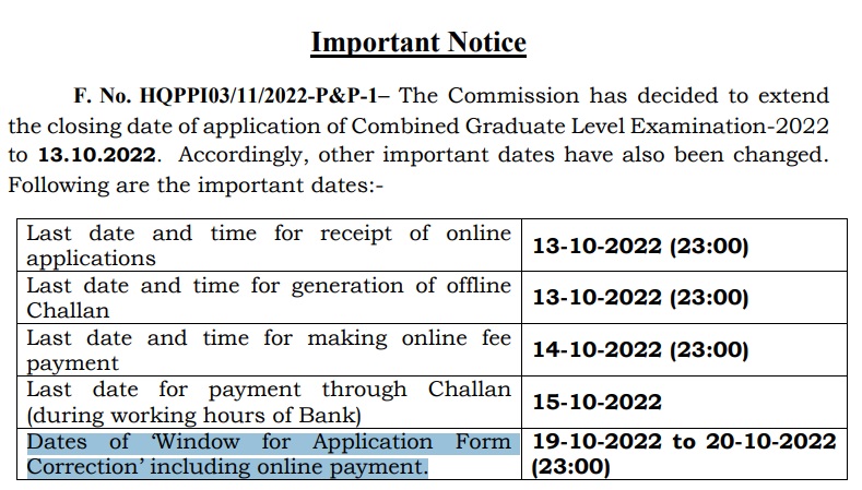 SSC CGL Notification