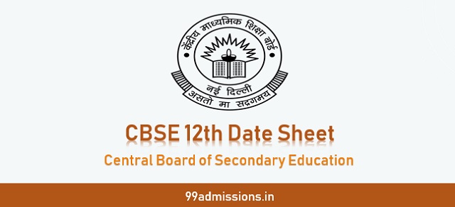 CBSE 12th Date Sheet