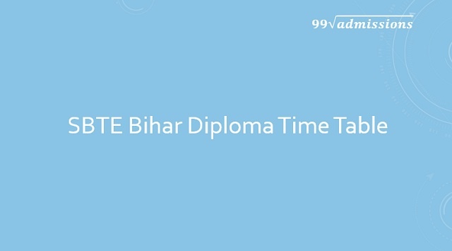 SBTE Bihar Diploma Time Table