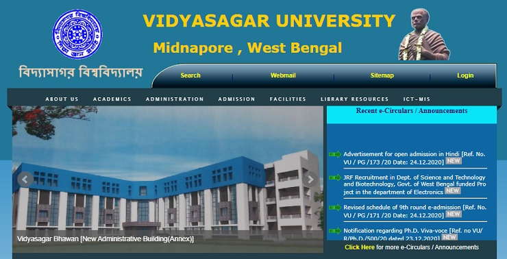 Vidyasagar University Admission